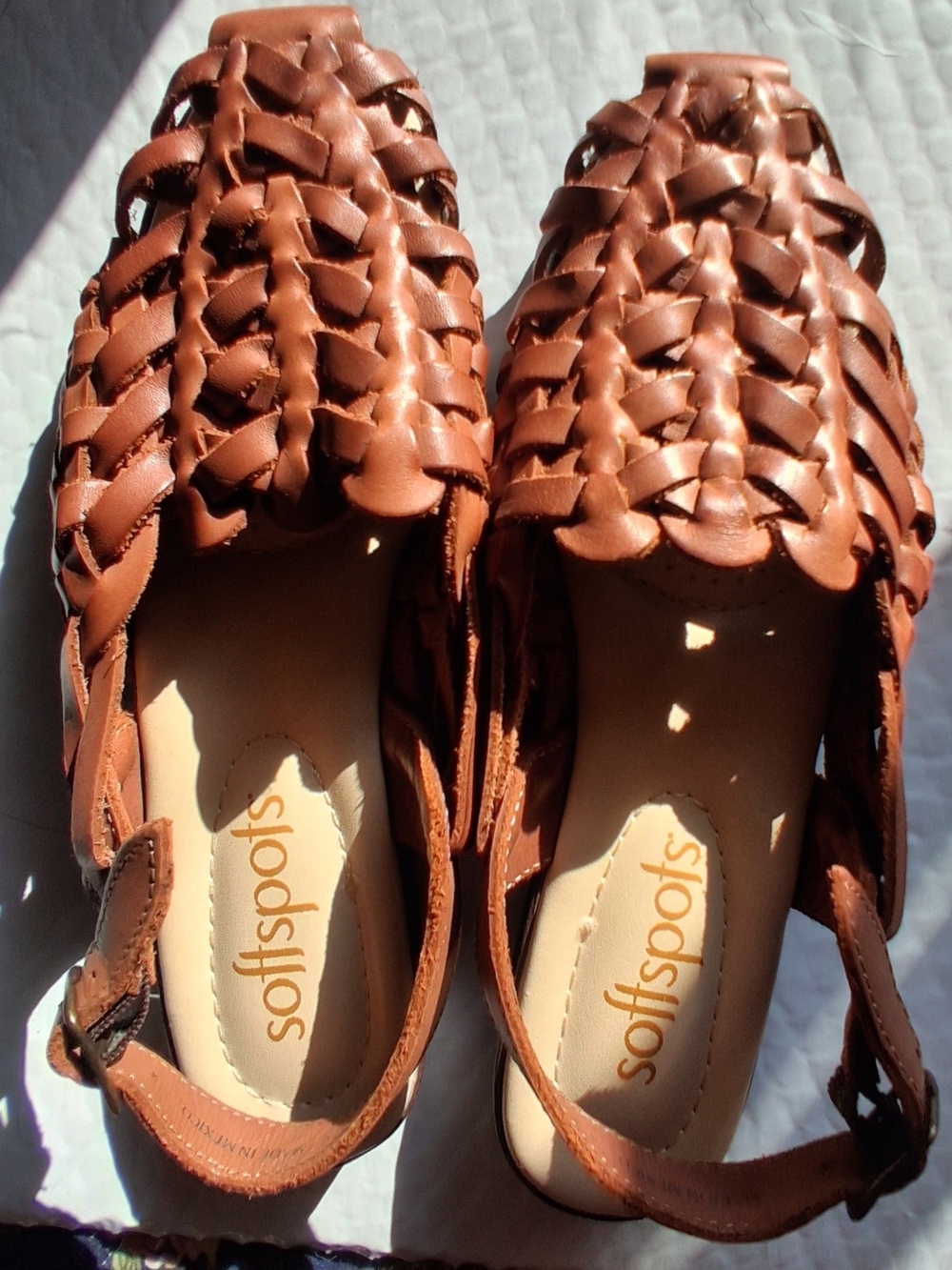 Softspots Women’s Brown Woven Slingback Sandals